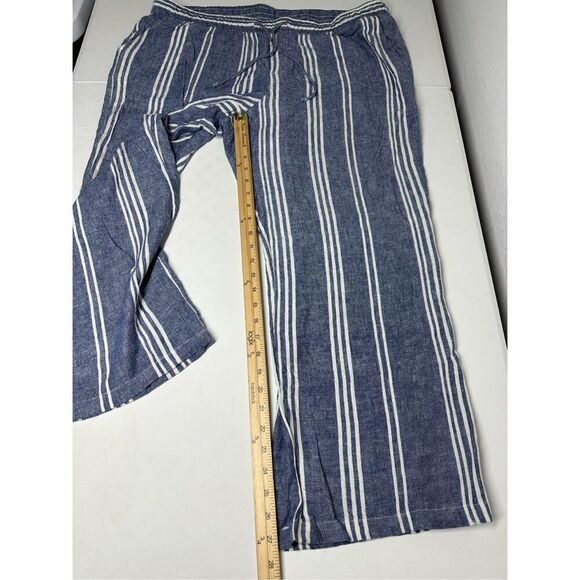 Old Navy Women’s Linen Blend Blue/White Striped Wide Leg" Pants Size XL - Picture 6 of 15